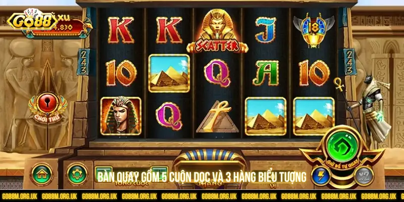 Bàn quay gồm 5 cuộn dọc và 3 hàng biểu tượng