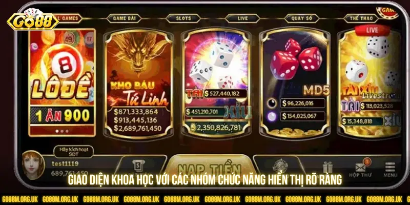 Giao diện khoa học với các nhóm chức năng hiển thị rõ ràng